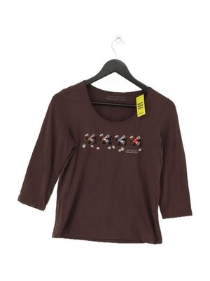 Antoni & Alison Women's Top UK 14 Brown Cotton with Elastane Basic