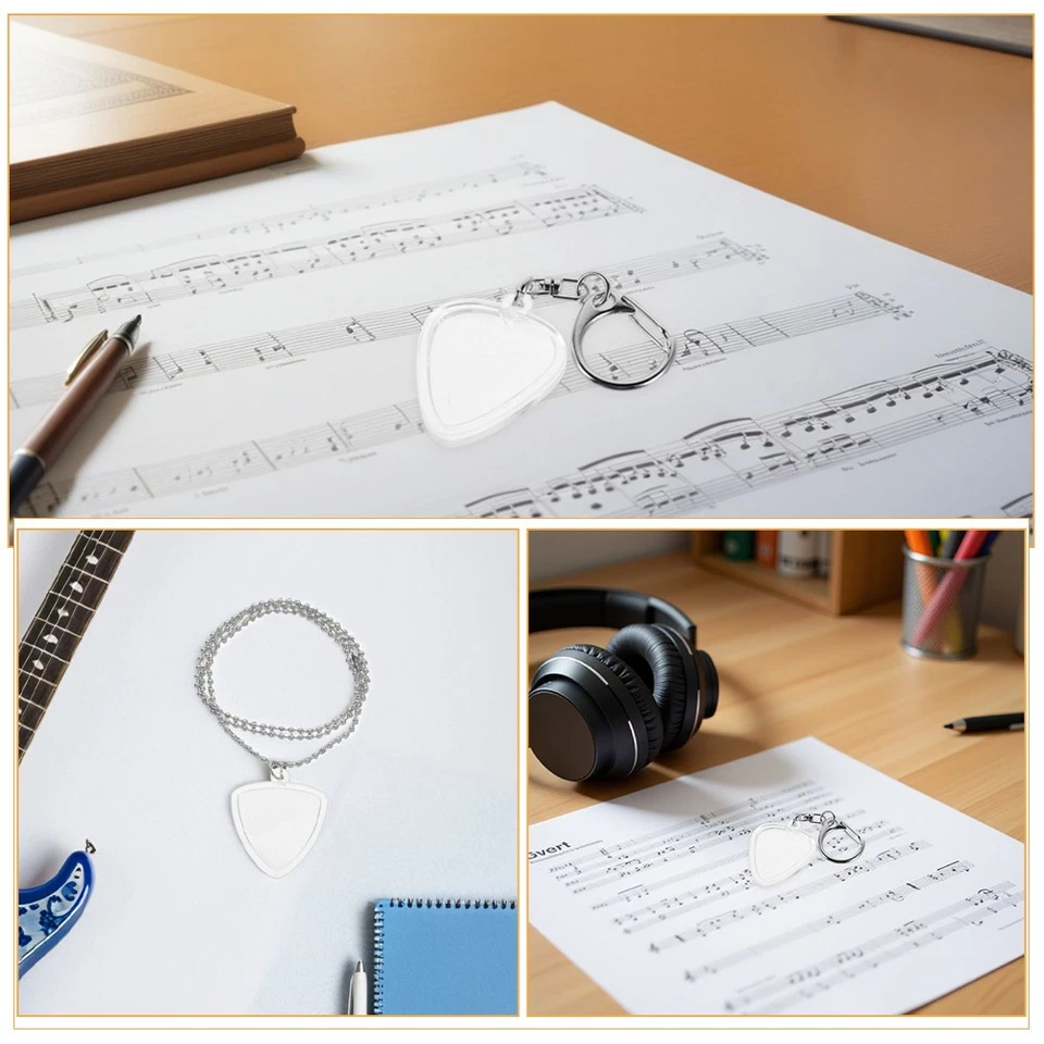  Scatola porta plettri trasparente per chitarra da 2 pezzi con portachiavi, - Immagine 4 di 4