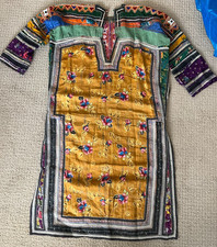 Vintage Handmade Silk  Cotton Patchwork Tunic, M/L
