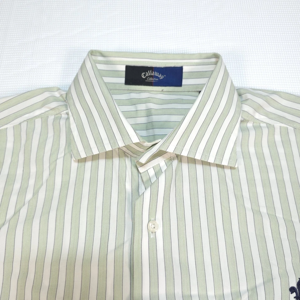 Camisa Callaway Para Hombre Talla L Verde Manga Larga Patrón Rayas Camisa Callaway Foto 4 de 4