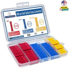 90PCS Butt Splice Connectors Kit 22-10 AWG Electrical Crimp Wiring Terminal Set