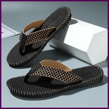 Men's flip flops summer new lightweight rubber woven slippers fashion casual.