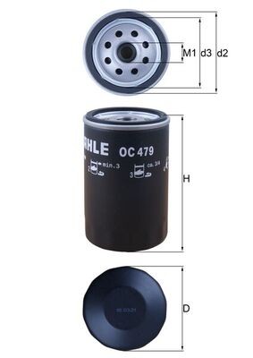 Mahle OC 479 ÖLfilter FüR Alfa Romeo,Askam,Chrysler,Dodge,Ferrari Agri,Fiat,Ford-image