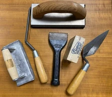 Lot Of 6 Concrete Cement Hand Masonry Tool Lot Vintage