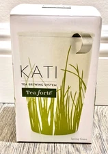 Tea Forte Kati Spring Grass Ceramic Steeping Cup w/ Infuser & Lid, 12oz NEW