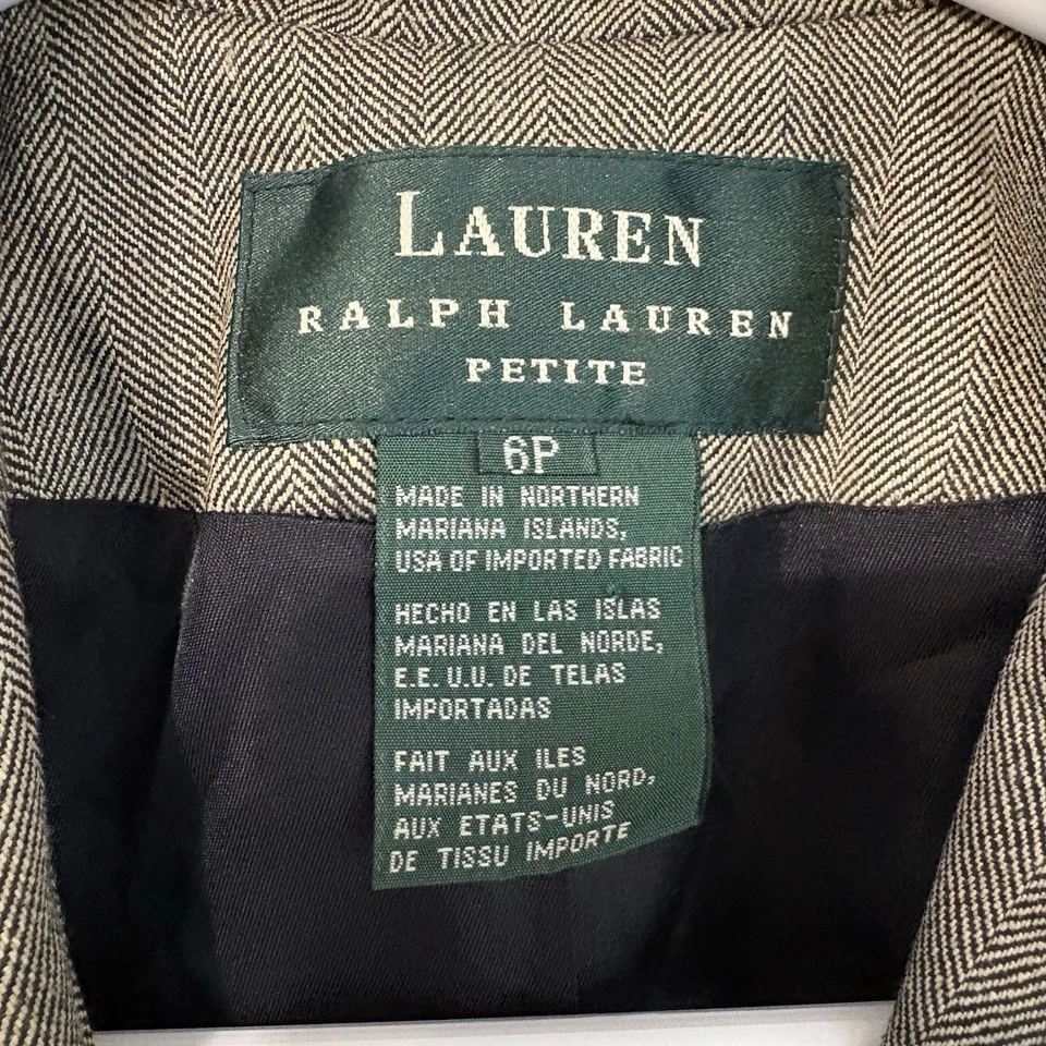 Blazer de tweed Herribone de Lauren Ralph Lauren para mujer, talla 6P seda, lana, lino Foto 4 de 4
