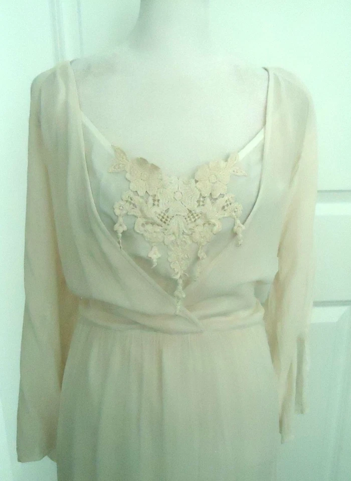 Vestido largo de boda marfil 100 % rayón talla grande 18 vintage años 70 Together para mujer Foto 4 de 4