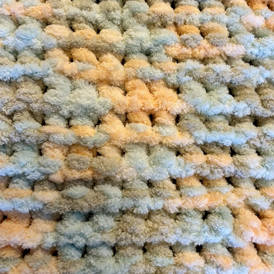 New~Handmade CHUNKY CROCHET BABY BLANKET Afghan~EXTRA SOFT~Pastel Multi~33 X 28 - Image 2 of 4
