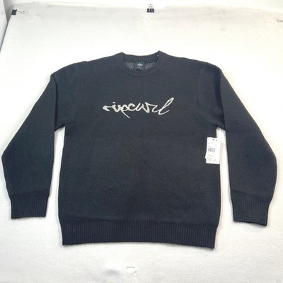 Rip Curl Mens Medina Script Crew Sweater Black Long Sleeve Logo 00JMKN New L