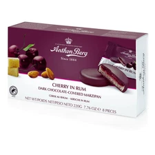 6x Anthon Berg Chocolate Covered Marzipan Dessert Cherry in Rum Flavor 220g