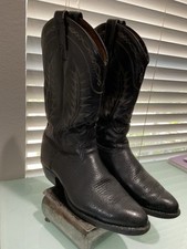 Tony Lama -made In USA Black Leather Western Cowboy Boots Sz -9 D -6903