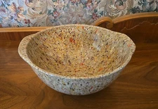 Vintage UNUSED Melamine CONFETTI--Mixing Bowl W/HANDLES Unmarked 9” Wide - 4''H