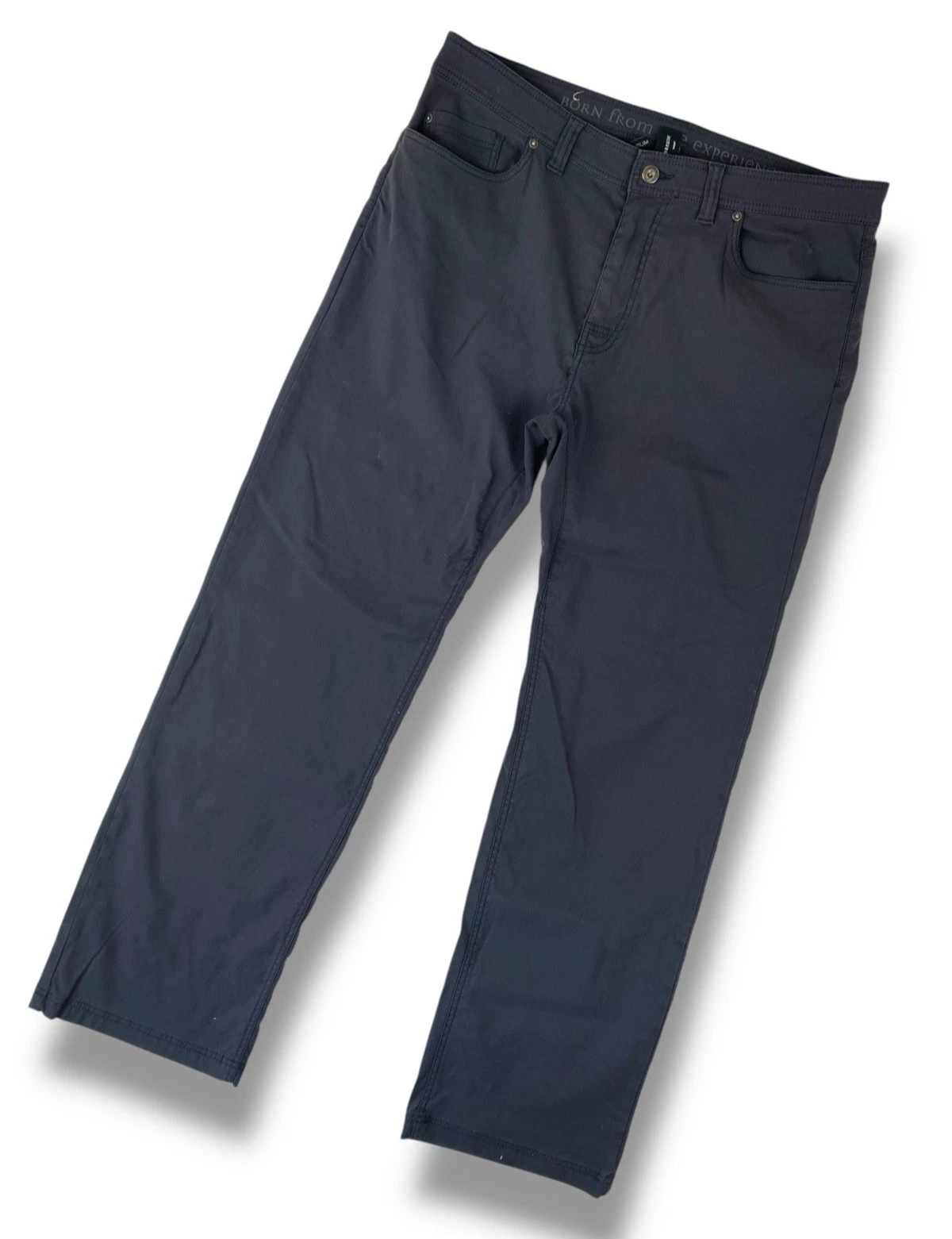 PRANA Mens 'Brion Slim Fit' Pants Size 38/32 Gray 5-Pocket Performance Stretch