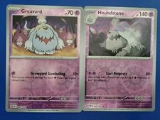 2x Pokémon TCG Paldean Fates: Greavard (042/091) + Houndstone (043/091) RH - NM