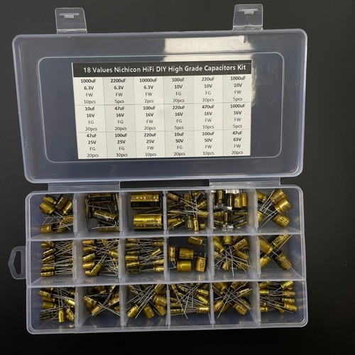 18 Value Nichicon FW/FG HiFi Audio capacitor assorted kit 6.3V~63V/10uF~10000uF - Picture 2 of 4
