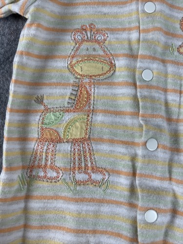 Vestiti Neonato ��primi Momenti 3-6mos Snap Up Sleeper Strisce ��Giraffa Giallo Grigio - Foto 5 di 7