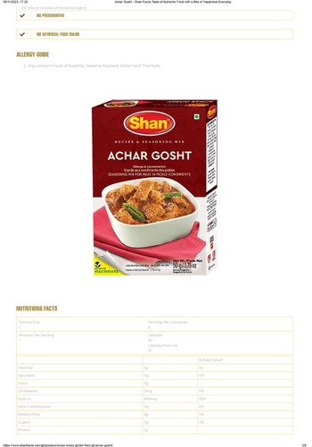 Shan Achar/Achari Ghost Masala Mix 50g, 1er Pack - Bild 4 von 6