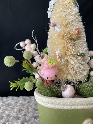 Handcrafted Homemade Easter Spring Decor Vintage Modern Mix 13” - Picture 2 of 7