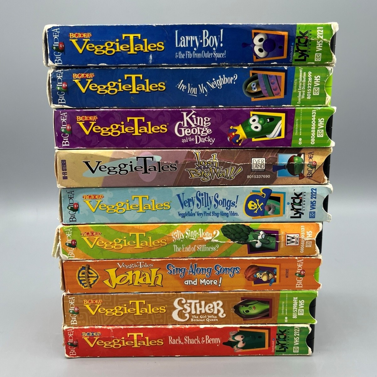 Lot of 9 Veggie Tales Christian Children's VHS Life Lessons & Sing