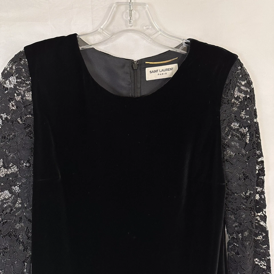 Mini Vestido Saint Laurent Negro Terciopelo Encaje Talla XS Mujer Vacaciones Foto 4 de 4