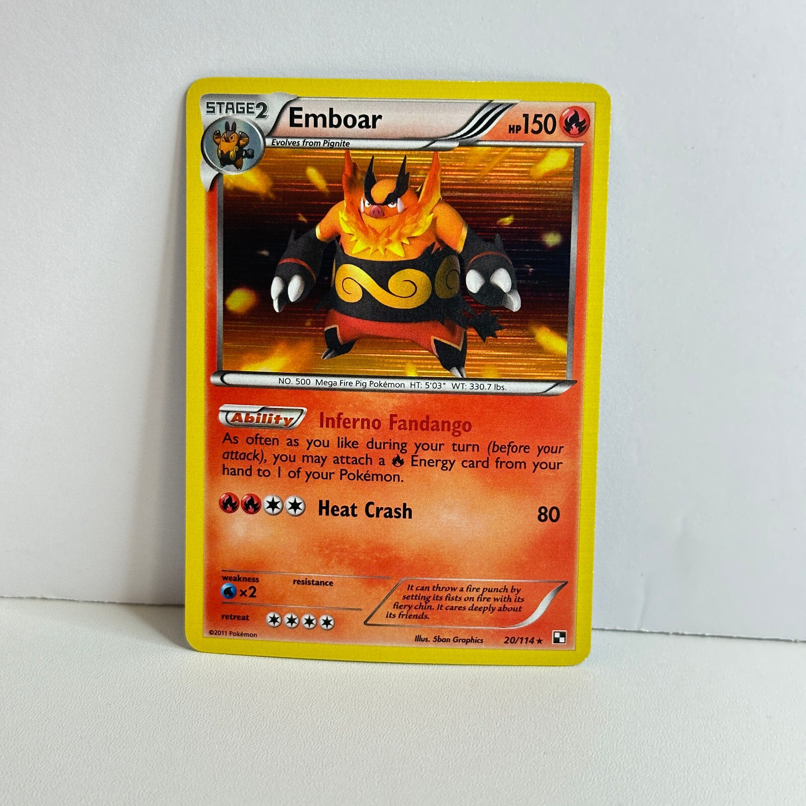 Emboar 20/114 Holo Rare Pokemon TCG Black & White NM