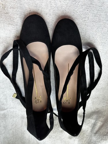XOXO Womens Blk Suede ALEXIA Block Heel Ankle Lace-Up Pump Sz 8.5M Pre-owned - Picture 4 of 16