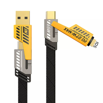 4 in 1 27W 65W USB Fast Charging Dual Type C PD Charger Cable for Samsung IOS