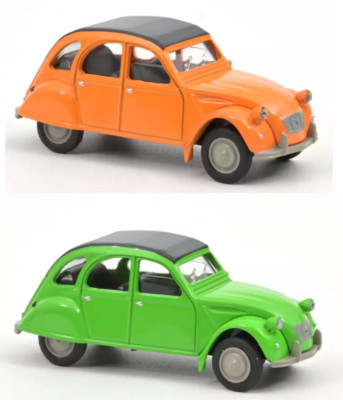 2er Set Citroën 2CV 3 Zoll (7,5cm) 1/64 Norev Modellauto L3IN7