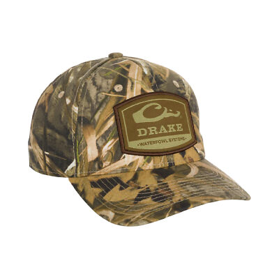 Drake Waterfowl Hunting Cotton Blend 6-Panel Badge Cap with Snap Closure, OSFM