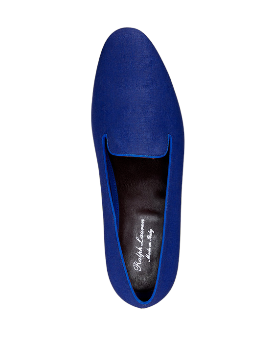 Ralph Lauren Purple Label Royal Blue Alonzo Linen Slippers  display picture 2