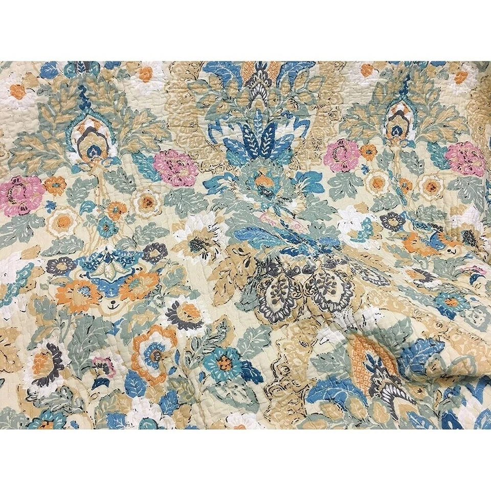 ¡NUEVO!  ~ ACOGEDOR CHIC COTTAGE AZUL VERDE AZULADO AQUA BLANCO ROSA AMARILLO FLORAL CONJUNTO DE EDREDÓN SUAVE Foto 2 de 4