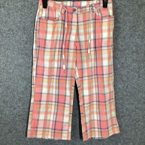 Kickers Womens Pink Plaid 3/4 Trousers Size 8 Summer Smart Casual Pockets - Picture 1 of 13