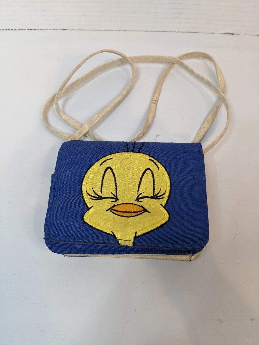 Looney Tunes Tweety Bird Wallet Crossbody Bag Purse Blue Canvas Vintage