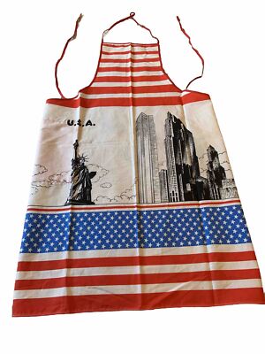 Patriotic Cooking/Barbecuing Apron With Neck And Waist Tie Strings Stars Stripes