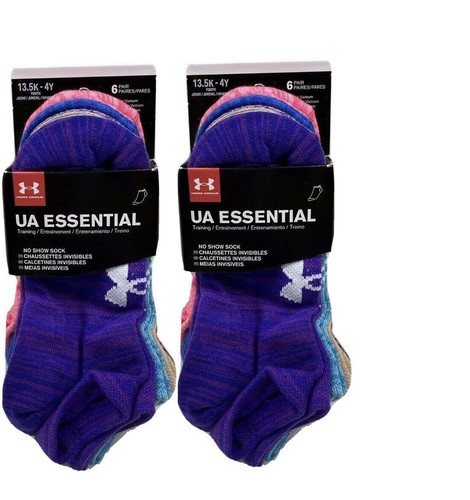 NEW Under Armour Youth Girls Small Essential No Show Socks 12-Pair 13.5K-4Y - Picture 1 of 6