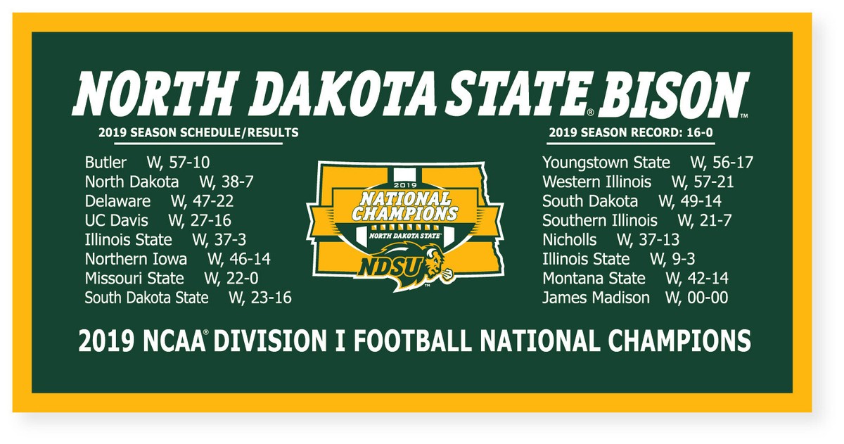 North Dakota State Bison Football 2019 NCAA National Championship Banner