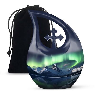 Sky Waves Large Human Ashes Urn For Male Memorial Funeral For Female 10 Inch