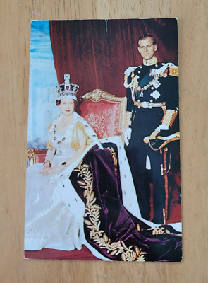 Vintage 1959 Postcard Queen Elizbeth & Prince Phillip Plastichrome Colourpicture