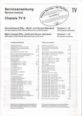 Chassis TV 9 - Serviceanweisung Service Manual Stromlaufplan Schaltplan - B9534