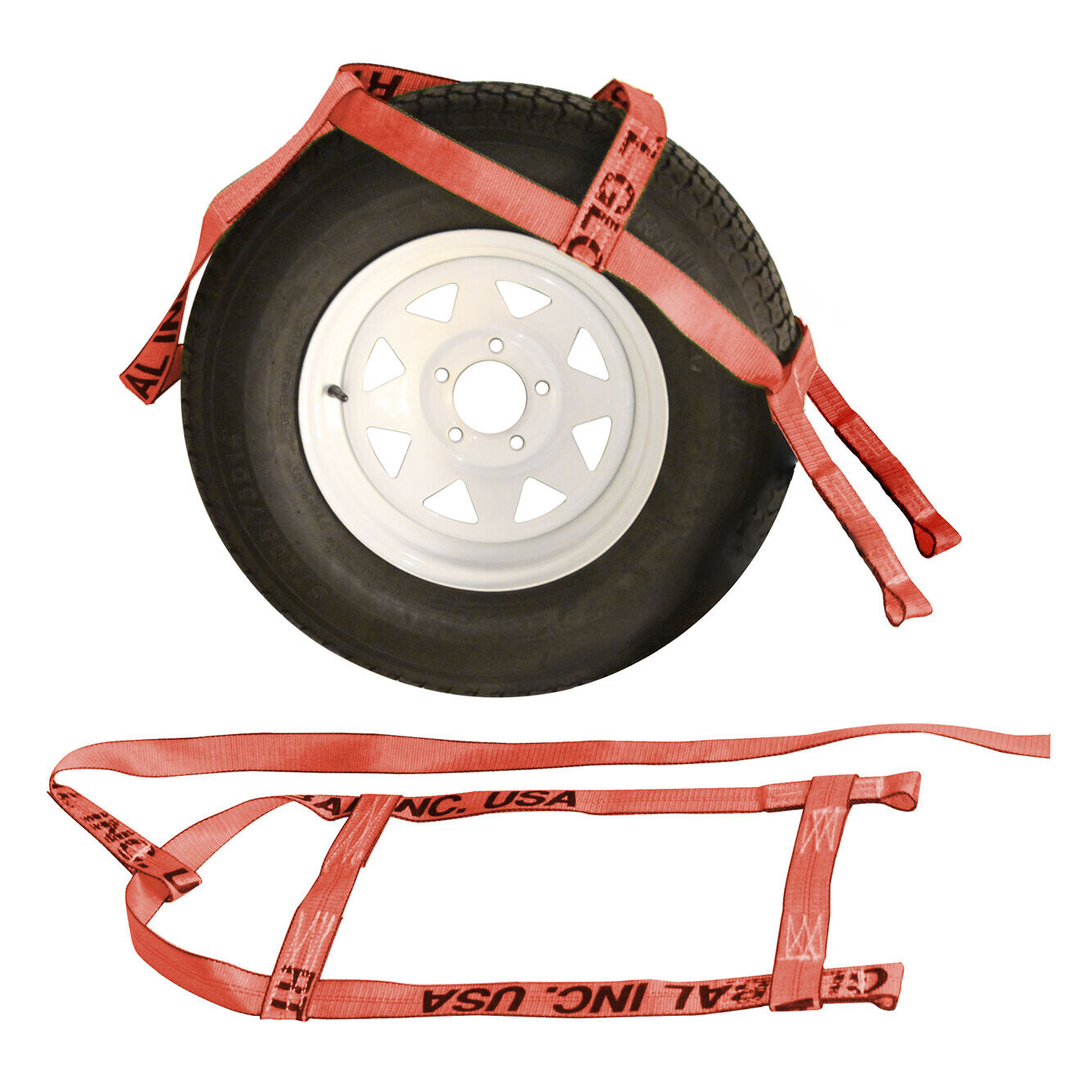 Demco Wheel Basket Straps with Loops Red Adjustable 15" 20" Tire Size