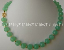 Natural 6/8/10/12mm Light Green Jade Round Gemstone Beads Necklace 18 Inches