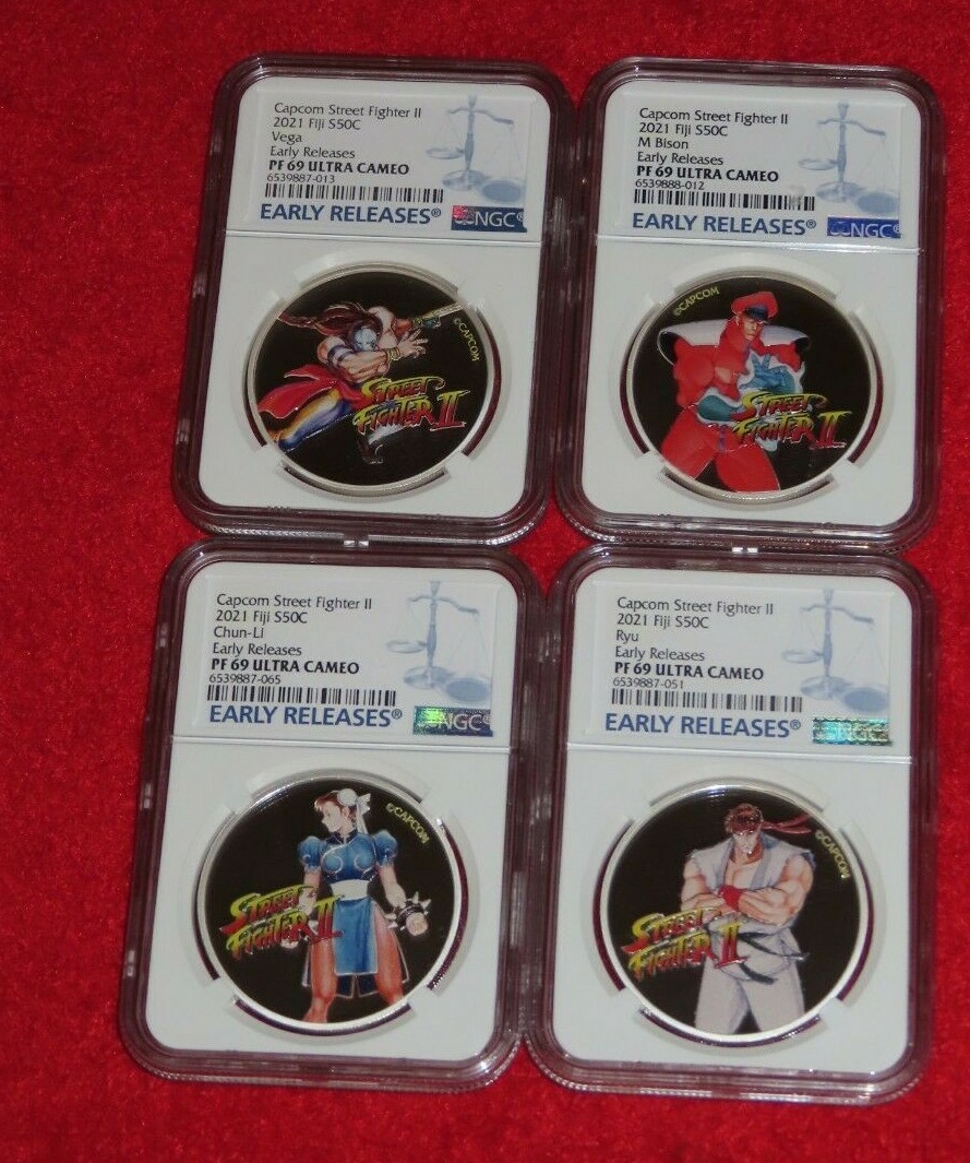 2021 Fiji Capcom Street Fighter II Silver .999 four ounce coin set NGC ...