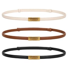 JASGOOD Women Skinny Belts Leather Thin Waist Belts for Dress Ladies Belts wi...