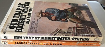DAN J STEVENS Westerns 2 PB Books Lot Vintage Cowboys Gun Trap Landgrabbers