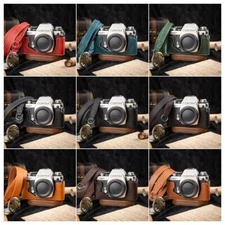 For Contax S2 Handmade Real Leather Half Camera Case Bag Cover Shoulder Strap