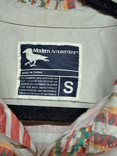 Modern Amusement Aztec Southwestern Print Long Sleeve Mens Shirt Size Small - 第 5/11 張圖片
