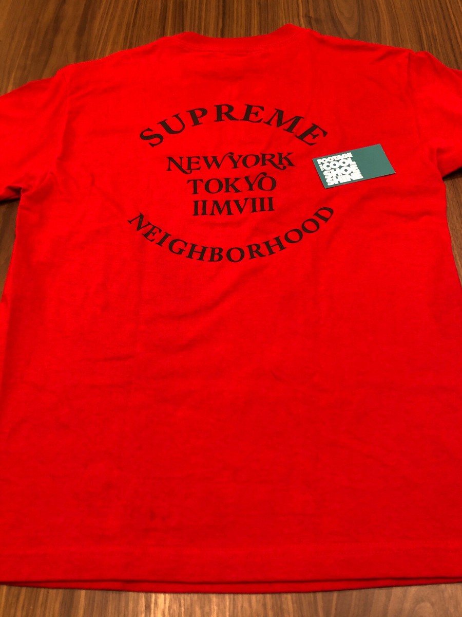2007 SUPREME NEIGHBORHOOD NBHD BOX LOGO TEE SHIRT RED WHITE 2007 SUPREME NEIGHBORHOOD NBHD BOX LOGO TEE SHIRT RED WHITE