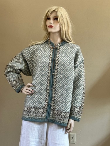 SQUAW VALLEY WOLLE CARDIGAN FAIR ISLE NORDISCH SILBER KNOPF L GEBRAUCHT, IN EINWANDFREIEM ZUSTAND - Bild 1 von 8