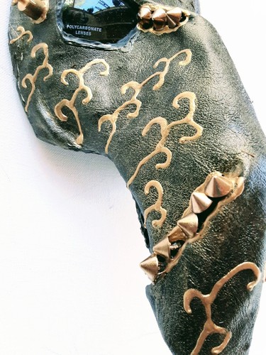 Black And Gold Large Nose Mask/Wall Art One of A Kind Plague Doctor Handmade - Picture 4 of 11