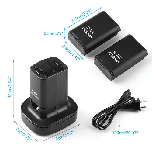 US Dual Charger Station Dock + 2pcs Rechargeable Battery for XBOX 360 Controller - Picture 3 of 11